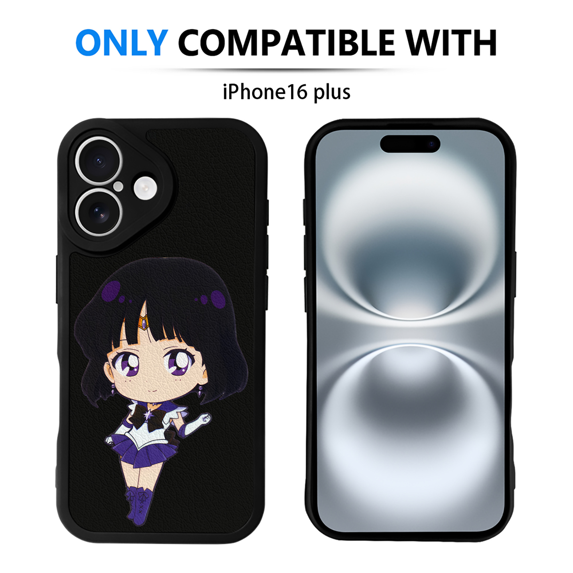 （画像用） 美少女戦士セーラームーン 土萠ほたる Sailor Moon Tomoe Hotaru （セーラーサターン；Sailor Saturn） 【iPhone 16シリーズ対応】シリコンスマホケース（レザー調） 材質：シリコン